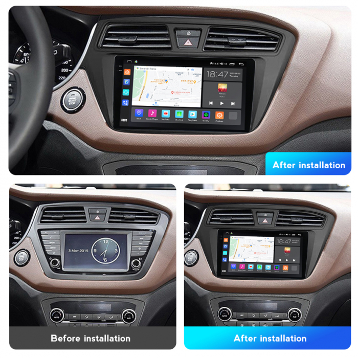 Navigatie Hyundai i20 din 2015-2017, Rezolutie 2K, Ecran QLED 9.5 inch, 8GB RAM si 128GB ROM, Android, Procesor Octacore, Slot sim 4G, Sunet DSP, Wireless Carplay [4]
