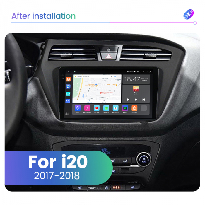 Navigatie Hyundai i20 din 2017-2018, Rezolutie 2K, Ecran QLED 9.5 inch, 8GB RAM si 128GB ROM, Android, Procesor Octacore, Slot sim 4G, Sunet DSP, Wireless Carplay [4]