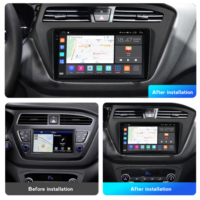 Navigatie Hyundai i20 din 2017-2018, Rezolutie 2K, Ecran QLED 9.5 inch, 8GB RAM si 128GB ROM, Android, Procesor Octacore, Slot sim 4G, Sunet DSP, Wireless Carplay [3]