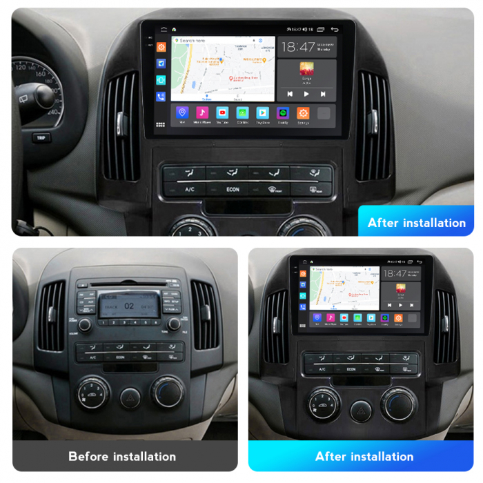 Navigatie Hyundai i30 din 2007-2012, Rezolutie 2K, Display QLED 9.5 inch, 4GB RAM si 64GB ROM, Android, Procesor Octacore, Slot sim 4G, Sunet DSP, Wireless Carplay si Android Auto, Camera Marsarier, U [4]