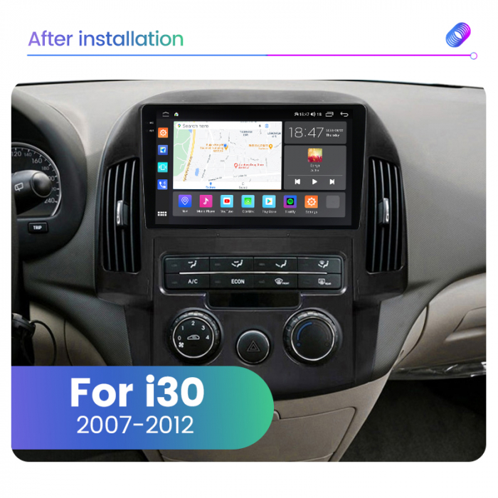 Navigatie Hyundai i30 din 2007-2012, Rezolutie 2K, Ecran QLED 9.5 inch, 8GB RAM si 128GB ROM, Android, Procesor Octacore, Slot sim 4G, Sunet DSP, Wireless Carplay [5]