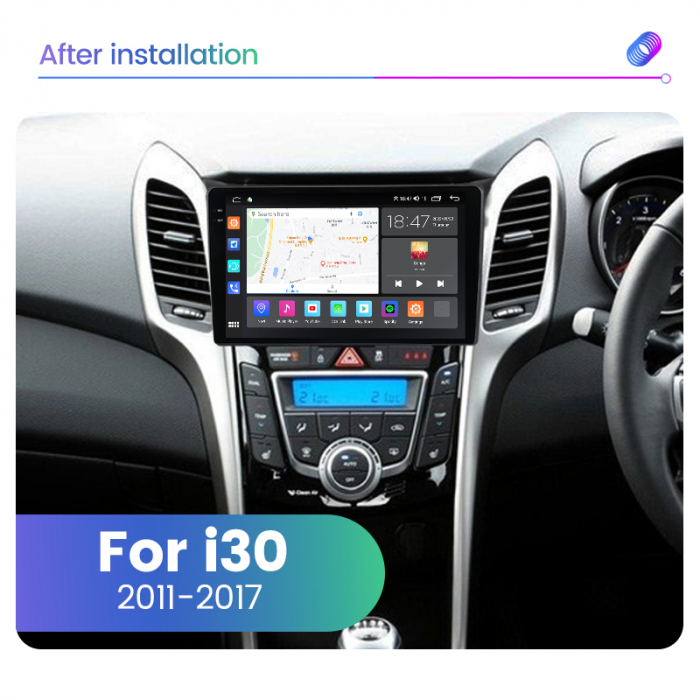 Navigatie Hyundai i30 din 2011-2017, Rezolutie 2K, Ecran QLED 9.5 inch, 8GB RAM si 128GB ROM, Android, Procesor Octacore, Slot sim 4G, Sunet DSP, Wireless Carplay [3]