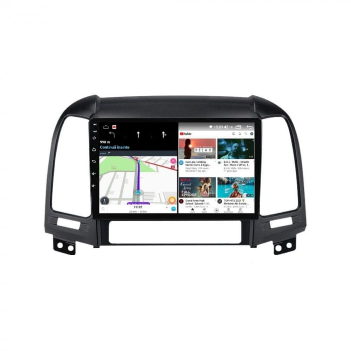 Navigatie Hyundai Santa Fe din 2006-2012, Rezolutie 2K, Display QLED 9.5 inch, 4GB RAM si 64GB ROM, Android, Procesor Octacore, Slot sim 4G, Sunet DSP, Wireless Carplay si Android Auto, Camera Marsari [3]