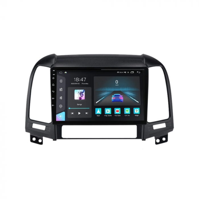 Navigatie Hyundai Santa Fe din 2006-2012, Rezolutie 2K, Display QLED 9.5 inch, 4GB RAM si 64GB ROM, Android, Procesor Octacore, Slot sim 4G, Sunet DSP, Wireless Carplay si Android Auto, Camera Marsari [1]