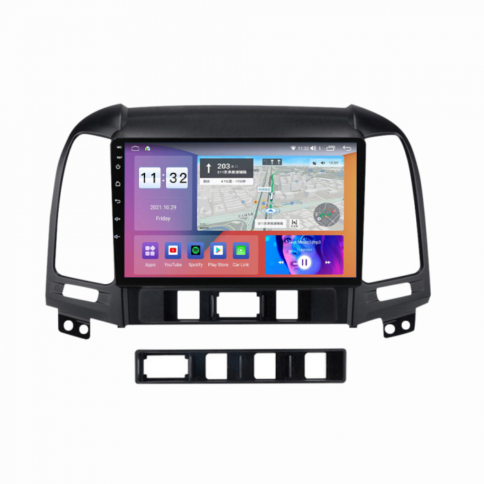 Navigatie Hyundai Santa Fe din 2006-2012, Rezolutie 2K, Display QLED 9.5 inch, 4GB RAM si 64GB ROM, Android, Procesor Octacore, Slot sim 4G, Sunet DSP, Wireless Carplay si Android Auto, Camera Marsari [2]