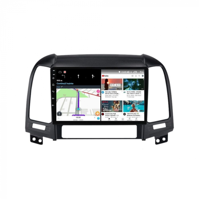 Navigatie Hyundai Santa Fe din 2006-2012, Rezolutie 2K, Ecran QLED 9.5 inch, 8GB RAM si 128GB ROM, Android, Procesor Octacore, Slot sim 4G, Sunet DSP, Wireless Carplay si Android Auto [3]