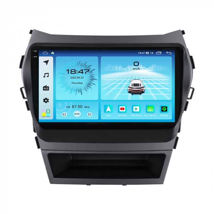 Navigatie Hyundai Santa Fe IX45 din 2012-2017, Rezolutie 2K, Display QLED 9.5 inch, 4GB RAM si 64GB ROM, Android, Procesor Octacore, Slot sim 4G, Sunet DSP, Wireless Carplay si Android Auto, Camera Ma [4]