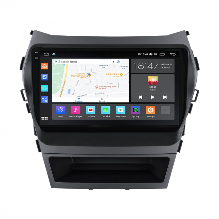 Navigatie Hyundai Santa Fe IX45 din 2012-2017, Rezolutie 2K, Display QLED 9.5 inch, 4GB RAM si 64GB ROM, Android, Procesor Octacore, Slot sim 4G, Sunet DSP, Wireless Carplay si Android Auto, Camera Ma [2]
