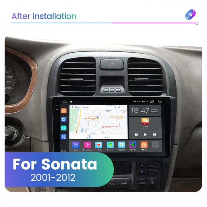 Navigatie Hyundai Sonata Fe 2001-2012 Android 14 , 4GB RAM , Procesor Quad Core , Wireless Carplay si Android auto , Display HD Touchscreen, Wi-Fi , Bluetooth, USB [2]