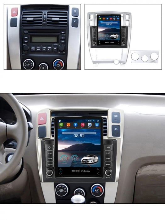 Navigatie Hyundai Tucson din 2006 - 2014, Ecran TESLA 9.7 inch, 4 GB RAM si 64 GB ROM, Slot Sim 4G, Procesor Octa Core, Carplay integrat, Procesor Sunet Digital DSP, Android, Aplicatii, Usb [3]