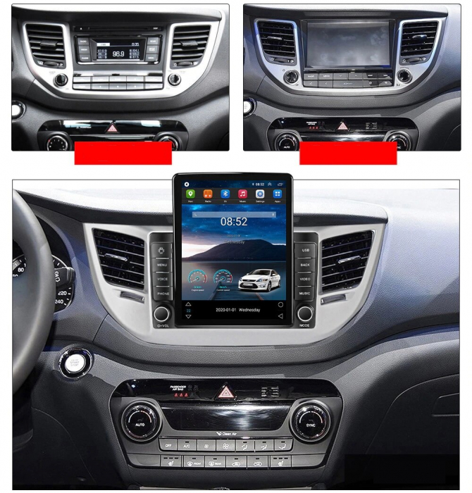 Navigatie Hyundai Tucson din 2014 - 2018, Ecran TESLA 9.7 inch, 4 GB RAM si 64 GB ROM, Slot Sim 4G, Procesor Octa Core, Carplay integrat, Procesor Sunet Digital DSP, Android, Aplicatii, Usb, Wi Fi [3]