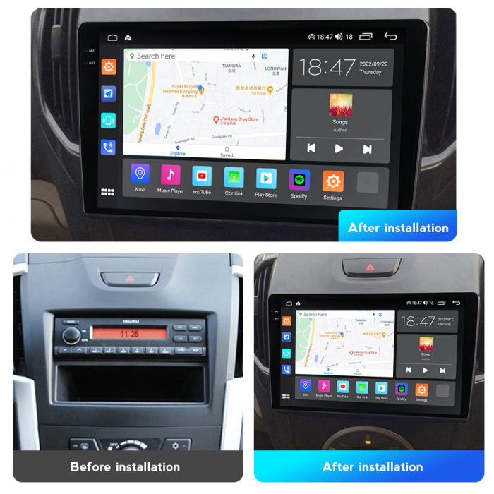 Navigatie Isuzu D MAX din 2012-2019, Rezolutie 2K, Ecran QLED 9.5 inch, 8GB RAM si 128GB ROM, Android, Procesor Octacore, Slot sim 4G, Sunet DSP, Wireless Carplay si Android Auto [3]