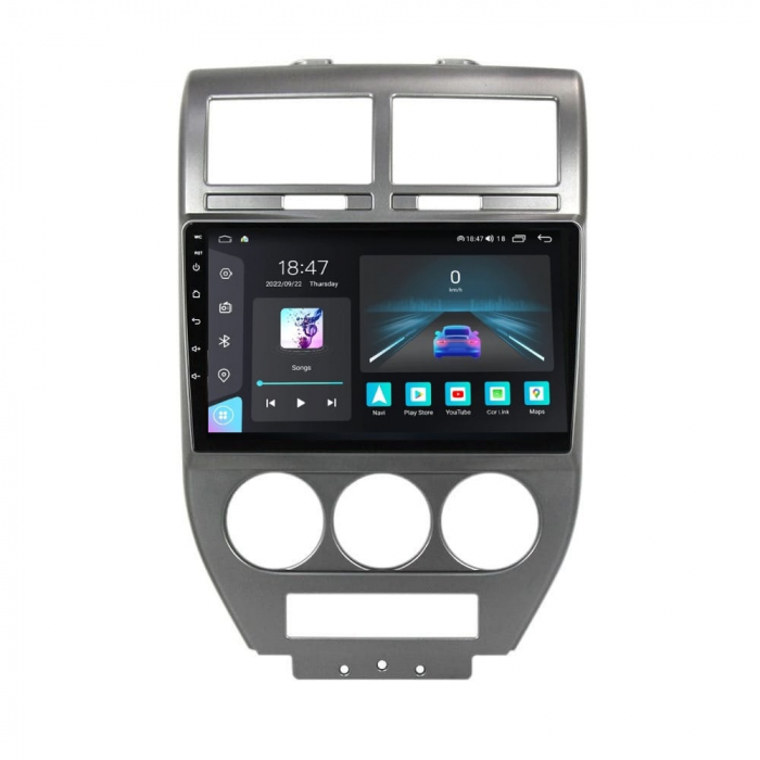 Navigatie Jeep Compass din 2006-2010, Rezolutie 2K, Display QLED 9.5 inch, 4GB RAM si 64GB ROM, Android, Procesor Octacore, Slot sim 4G, Sunet DSP, Wireless Carplay si Android Auto, Camera Marsarier, [1]
