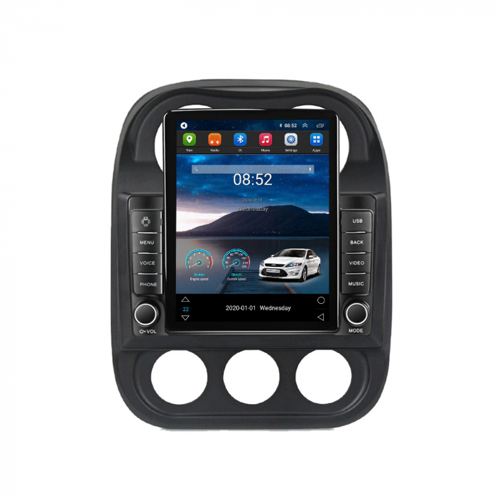 Navigatie Jeep Compass din 2010-2016, Display TESLA 9.5 inch, 2GB RAM si 32GB ROM, Wireless Carplay si Android Auto, Procesor Octacore, Slot sim 4G, Sunet DSP, Camera Marsarier, Bluetooth, USB, Wi Fi, [1]
