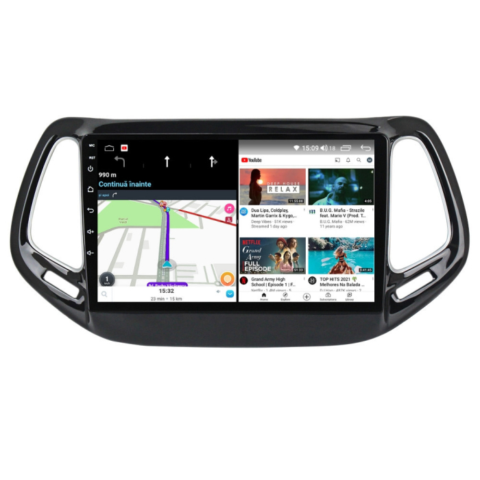 Navigatie Jeep Compass din 2016 - 2018, Rezolutie 2K, Display QLED 9.5 inch, 4GB RAM si 64GB ROM, Android, Procesor Octacore, Slot sim 4G, Sunet DSP, Wireless Carplay si Android Auto, Camera Marsarier [3]