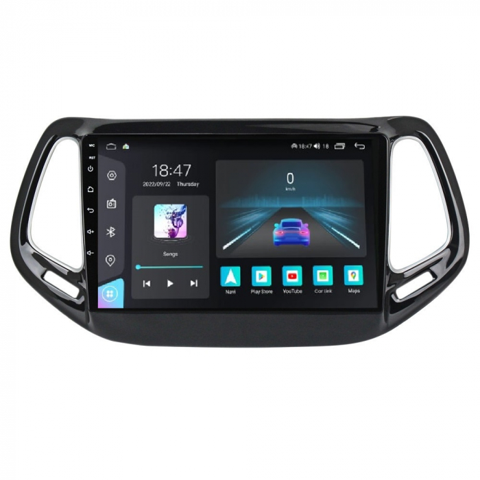 Navigatie Jeep Compass din 2016 - 2018, Rezolutie 2K, Ecran QLED 9.5 inch, 8GB RAM si 128GB ROM, Android, Procesor Octacore, Slot sim 4G, Sunet DSP, Wireless Carplay [1]