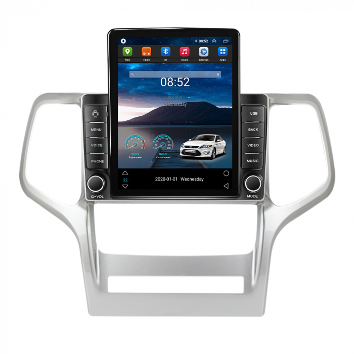 Navigatie Jeep Grand Cherokee din 2010 - 2013, Display TESLA 9.5 inch, 2GB RAM si 32GB ROM, Wireless Carplay si Android Auto, Procesor Octacore, Slot sim 4G, Sunet DSP, Camera Marsarier, Bluetooth, US [1]