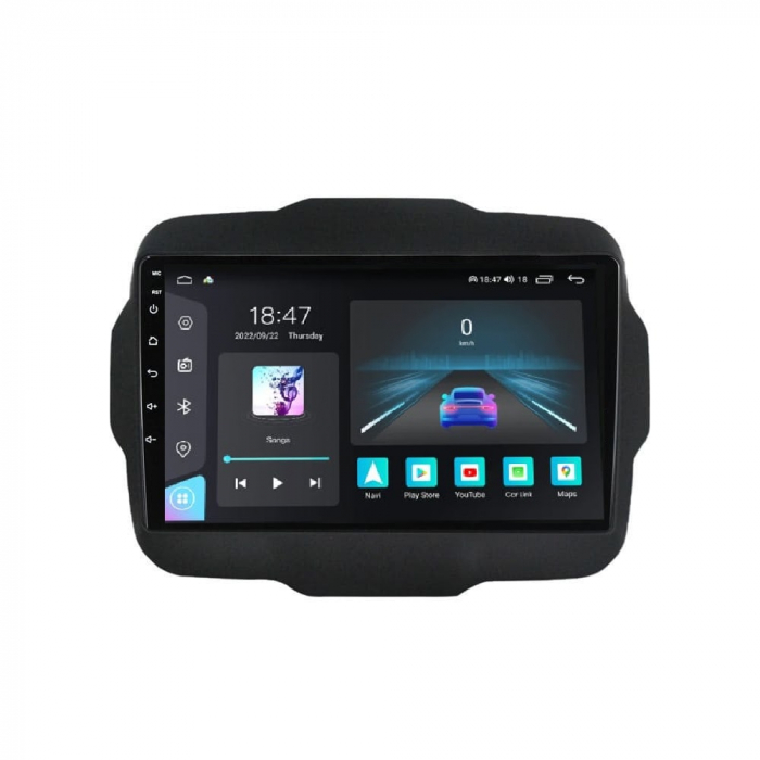 Navigatie Jeep Renegade din 2015-2021, Rezolutie 2K, Ecran QLED 9.5 inch, 8GB RAM si 128GB ROM, Android, Procesor Octacore, Slot sim 4G, Sunet DSP, Wireless Carplay si Android Auto [1]