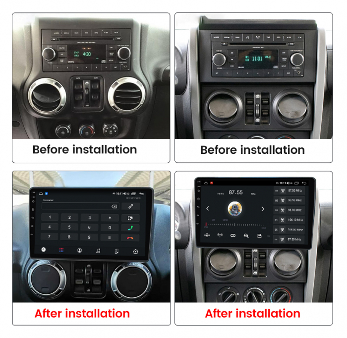 Navigatie Jeep Wrangler din 2007 - 2018, Rezolutie 2K, Ecran QLED 9.5 inch, 8GB RAM si 128GB ROM, Android, Procesor Octacore, Slot sim 4G, Sunet DSP, Wireless Carplay [4]