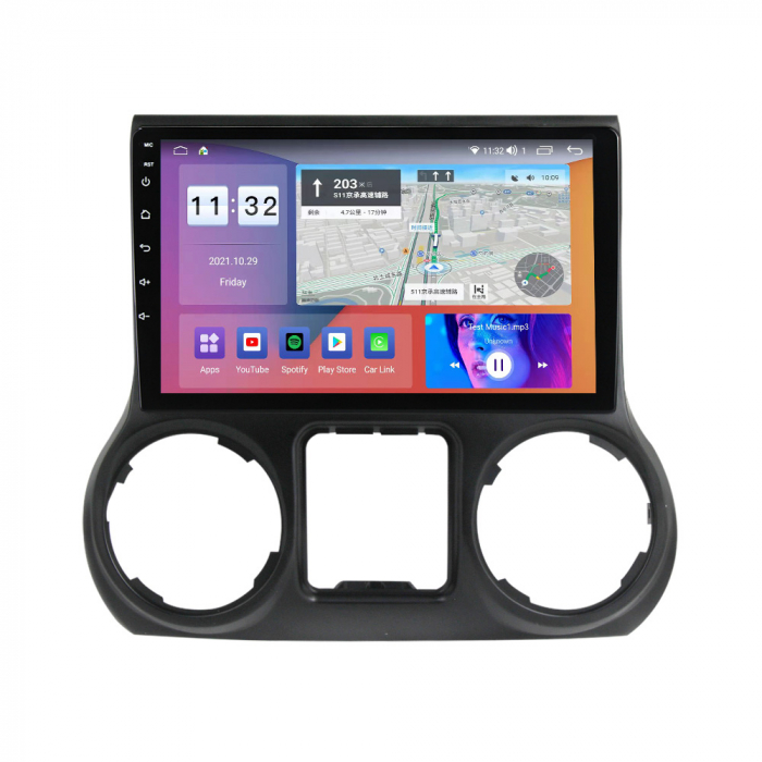 Navigatie Jeep Wrangler din 2011-2018, Rezolutie 2K, Display QLED 9.5 inch, 4GB RAM si 64GB ROM, Android, Procesor Octacore, Slot sim 4G, Sunet DSP, Wireless Carplay si Android Auto, Camera Marsarier, [2]
