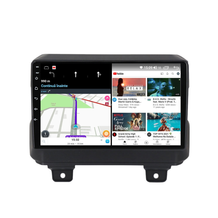 Navigatie Jeep Wrangler din 2018-2022, Rezolutie 2K, Display QLED 9.5 inch, 4GB RAM si 64GB ROM, Android, Procesor Octacore, Slot sim 4G, Sunet DSP, Wireless Carplay si Android Auto, Camera Marsarier, [3]