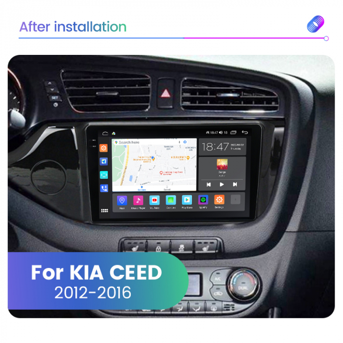 Navigatie Kia Ceed din 2006 - 2012, Rezolutie 2K, Display QLED 9.5 inch, 4GB RAM si 64GB ROM, Android, Procesor Octacore, Slot sim 4G, Sunet DSP, Wireless Carplay si Android Auto, Camera Marsarier, US [2]