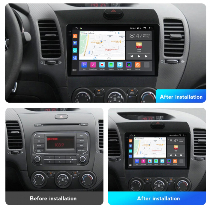Navigatie Kia Cerato K3 2013-2017 Android 14 , 4GB RAM , Procesor Quad Core , Wireless Carplay si Android auto , Display HD Touchscreen, Wi-Fi , Bluetooth, USB [4]
