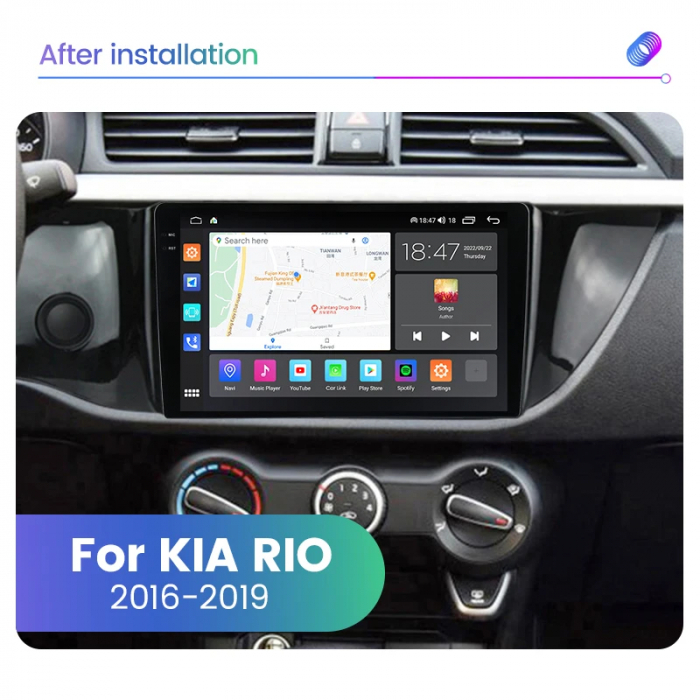 Navigatie Kia Rio 4 2016-2020 Android 14 , 4GB RAM , Procesor Quad Core , Wireless Carplay si Android auto , Display HD Touchscreen, Wi-Fi , Bluetooth, USB [2]