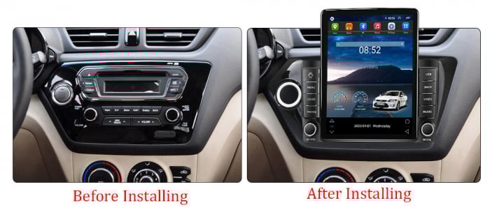 Navigatie Kia Rio din 2011 - 2016, Ecran TESLA 9.5 inch, 4 GB RAM si 64 GB ROM, Slot Sim 4G, Procesor Octa Core, Carplay integrat, Procesor Sunet Digital DSP, Android, Aplicatii, Usb, Camera marsarier [2]