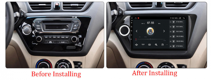 Navigatie Kia Rio din 2011-2016, Rezolutie 2K, Display QLED 9.5 inch, 4GB RAM si 64GB ROM, Android, Procesor Octacore, Slot sim 4G, Sunet DSP, Wireless Carplay si Android Auto, Camera Marsarier, USB, [2]