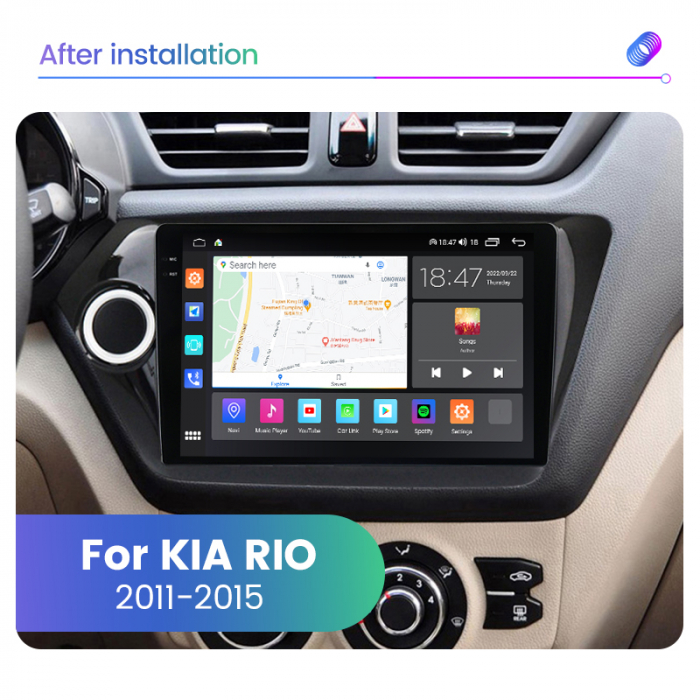 Navigatie Kia Rio din 2011-2016, Rezolutie 2K, Ecran QLED 9.5 inch, 8GB RAM si 128GB ROM, Android, Procesor Octacore, Slot sim 4G, Sunet DSP, Wireless Carplay [4]