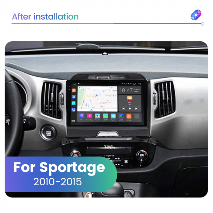 Navigatie Kia Sportage din 2010 - 2015, Rezolutie 2K, Ecran QLED 9.5 inch, 8GB RAM si 128GB ROM, Android, Procesor Octacore, Slot sim 4G, Sunet DSP, Wireless Carplay [5]