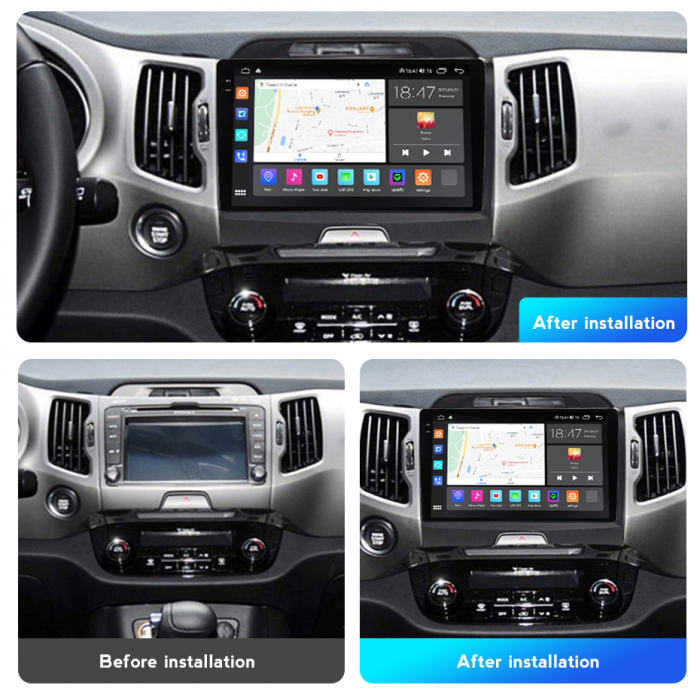 Navigatie Kia Sportage din 2010 - 2015, Rezolutie 2K, Ecran QLED 9.5 inch, 8GB RAM si 128GB ROM, Android, Procesor Octacore, Slot sim 4G, Sunet DSP, Wireless Carplay [4]