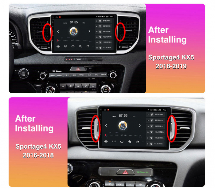 Navigatie Kia Sportage din 2016-2020, Rezolutie 2K, Display QLED 9.5 inch, 4GB RAM si 64GB ROM, Android, Procesor Octacore, Slot sim 4G, Sunet DSP, Wireless Carplay si Android Auto, Camera Marsarier, [4]