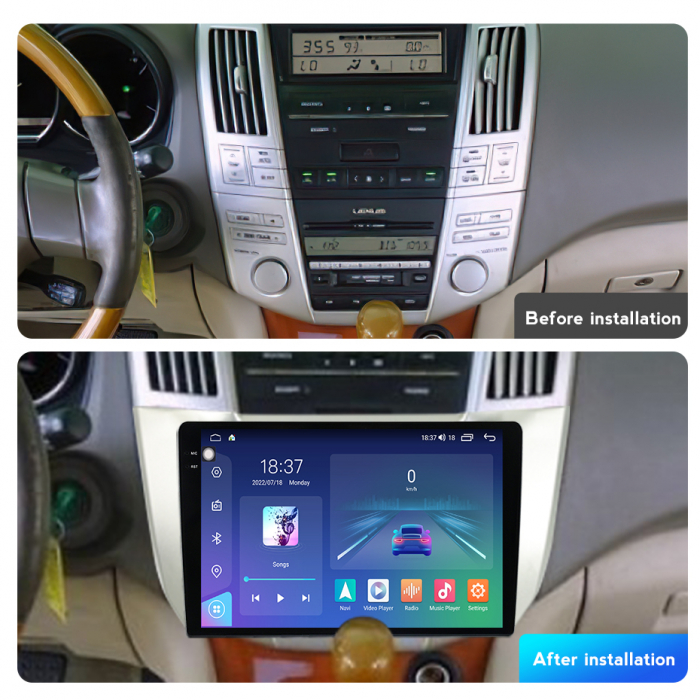 Navigatie Lexus RX300 RX330 RX350 RX400 din 2003-2009 Rezolutie 2K, Display QLED 9.5 inch, 4GB RAM si 64GB ROM, Android, Procesor Octacore, Slot sim 4G, Sunet DSP, Wireless Carplay si Android Auto, Ca [5]