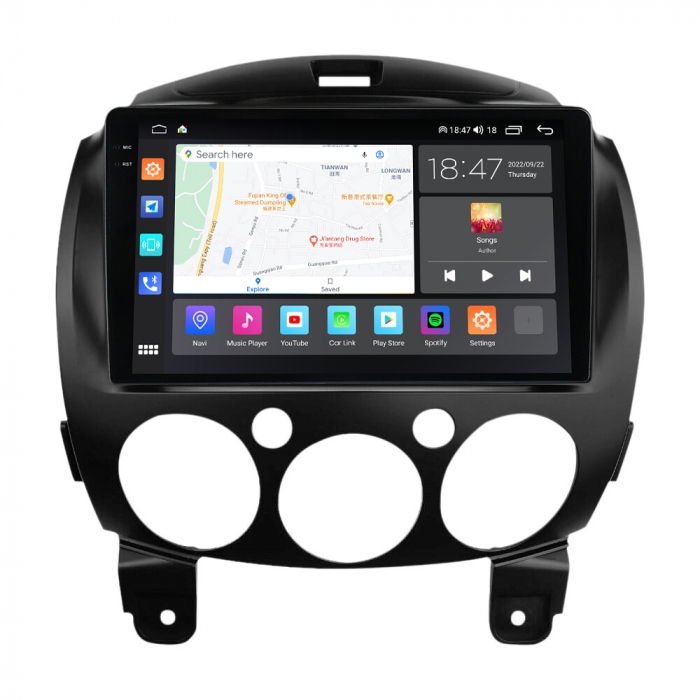 Navigatie Mazda 2 din 2007-2014, Rezolutie 2K, Ecran QLED 9.5 inch, 8GB RAM si 128GB ROM, Android, Procesor Octacore, Slot sim 4G, Sunet DSP, Wireless Carplay si Android Auto [5]