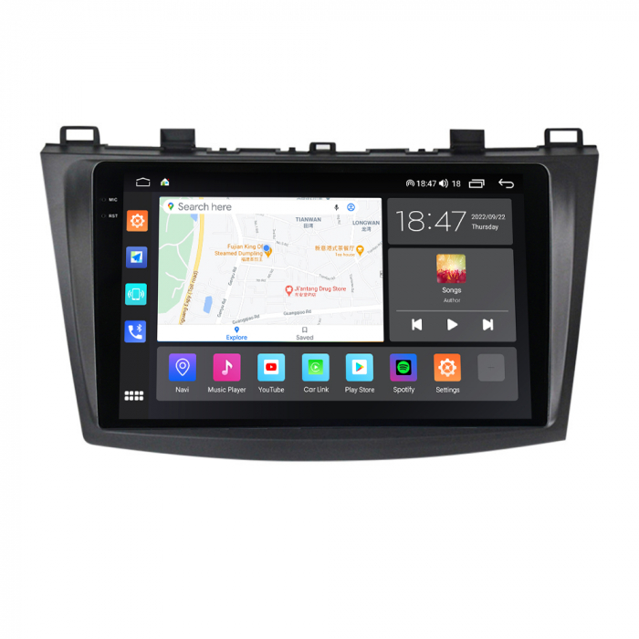 Navigatie Mazda 3 din 2003-2010, Rezolutie 2K, Display QLED 9.5 inch, 4GB RAM si 64GB ROM, Android, Procesor Octacore, Slot sim 4G, Sunet DSP, Wireless Carplay si Android Auto, Camera Marsarier, USB, [2]