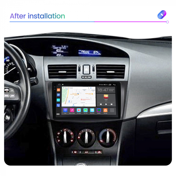 Navigatie Mazda 3 din 2003-2010, Rezolutie 2K, Display QLED 9.5 inch, 4GB RAM si 64GB ROM, Android, Procesor Octacore, Slot sim 4G, Sunet DSP, Wireless Carplay si Android Auto, Camera Marsarier, USB, [6]