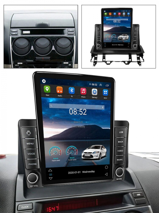 Navigatie Mazda 6 din 2004-2015, Display TESLA 9.5 inch, 2GB RAM si 32GB ROM, Wireless Carplay si Android Auto, Procesor Octacore, Slot sim 4G, Sunet DSP, Camera Marsarier, Bluetooth, USB, Wi Fi, Radi [2]