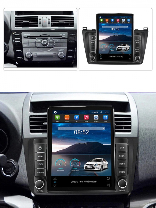 Navigatie Mazda 6 din 2008 - 2014, Ecran TESLA 9.7 inch, 4 GB RAM si 64 GB ROM, Slot Sim 4G, Procesor Octa Core, Carplay integrat, Procesor Sunet Digital DSP, Android, Aplicatii, Usb, Wi Fi, Bluetooth [2]