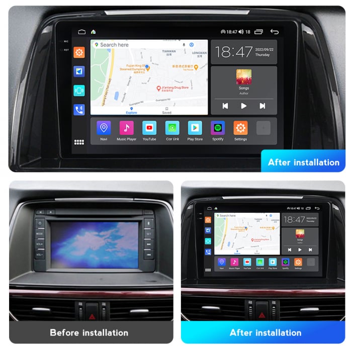 Navigatie Mazda 6 din 2008-2014, Rezolutie 2K, Display QLED 9.5 inch, 4GB RAM si 64GB ROM, Android, Procesor Octacore, Slot sim 4G, Sunet DSP, Wireless Carplay si Android Auto, Camera Marsarier, USB, [3]