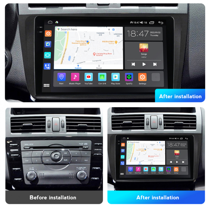 Navigatie Mazda 6 din 2008-2014, Rezolutie 2K, Ecran QLED 9.5 inch, 8GB RAM si 128GB ROM, Android, Procesor Octacore, Slot sim 4G, Sunet DSP, Wireless Carplay si Android Auto, Camera Marsarier [5]