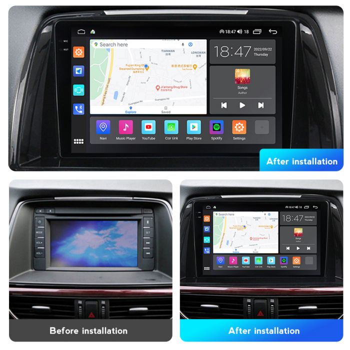 Navigatie Mazda CX5 din 2011-2017, NAVIGPS, Rezolutie 2K, Display QLED 9.5 inch, 4GB RAM si 64GB ROM, Android, Procesor Octacore, Slot sim 4G, Sunet DSP, Wireless Carplay si Android Auto, Camera Marsa [3]