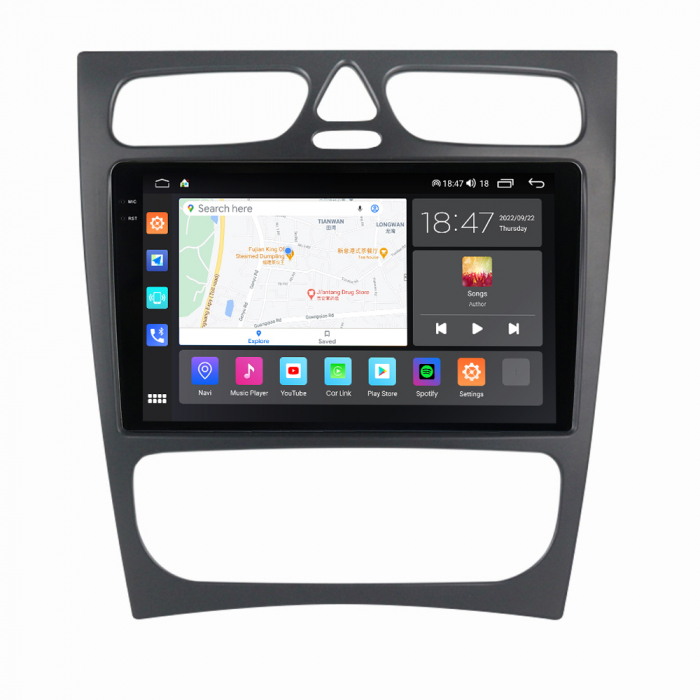Navigatie Mercedes C Class W203 CLK W209 din 2000-2005, Rezolutie 2K, Ecran QLED 9.5 inch, 8GB RAM si 128GB ROM, Android, Procesor Octacore, Slot sim 4G, Sunet DSP, Wireless Carplay [4]