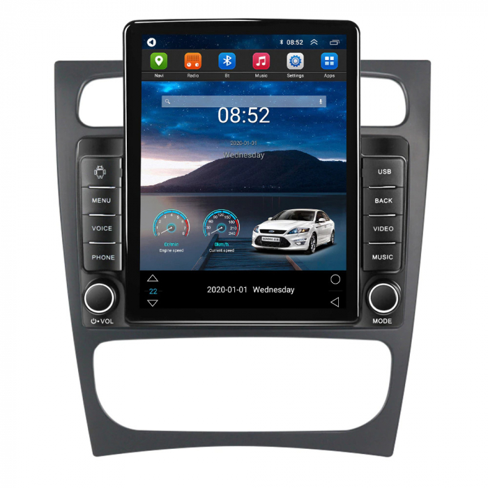 Navigatie Mercedes C Class W203 W209 Facelift din 2004-2011, Display TESLA 9.5 inch, 2GB RAM si 32GB ROM, Wireless Carplay si Android Auto, Procesor Octacore, Slot sim 4G, Sunet DSP, Camera Marsarier, [2]