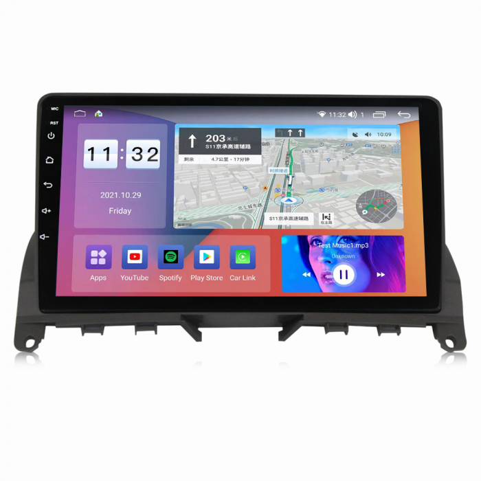 Navigatie Mercedes C Class W204, Android 14, Wireless Carplay si Android Auto, 2GB RAM si 32GB ROM, Display IPS 9 inch, Camera Marsarier, Internet, Aplicatii, Wi Fi, Usb, Bluetooth [3]