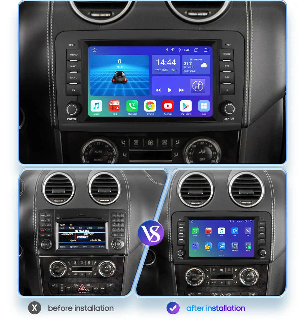 Navigatie Mercedes ML GL W164 din 2005 - 2012, 2 GB RAM si 32GB ROM, Carplay Wireless si Android auto, Android, Aplicatii, Usb, Wi Fi, Bluetooth [4]