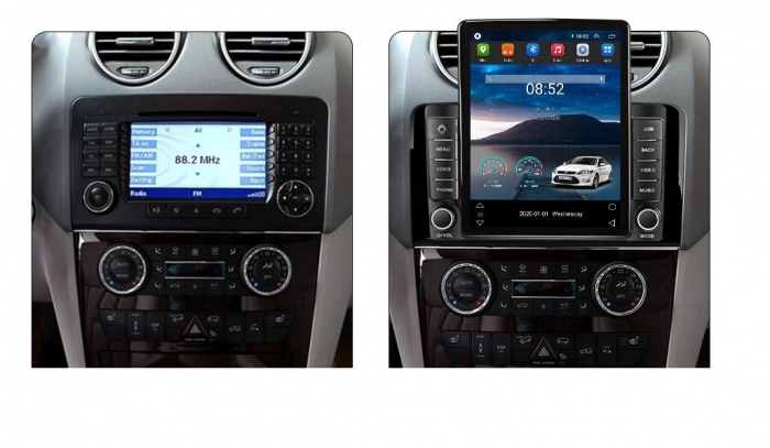Navigatie Mercedes ML GL W164 din 2005 - 2012, Ecran TESLA 9.7 inch, 8 GB RAM si 128 GB ROM, Android 15, Slot Sim 4G, Procesor Octa Core, Carplay Wireless si Android auto, Procesor Sunet Digital DSP,  [2]
