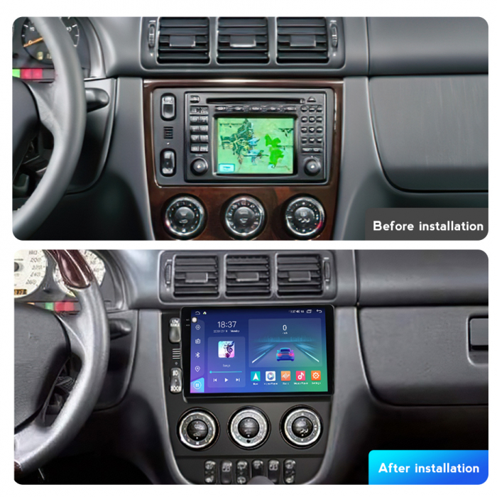 Navigatie Mercedes ML W163 din 1997-2005, Rezolutie 2K, Display QLED 9.5 inch, 4GB RAM si 64GB ROM, Android, Procesor Octacore, Slot sim 4G, Sunet DSP, Wireless Carplay si Android Auto, Camera Marsari [5]