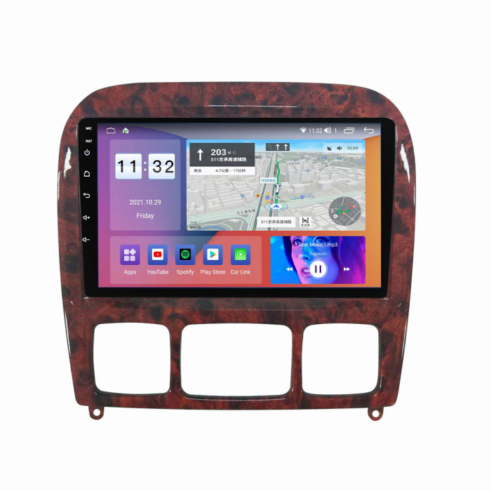 Navigatie Mercedes S Class W220 din 1998-2005, Android 14, Wireless Carplay si Android Auto, 2GB RAM si 32GB ROM, Display IPS 9 inch, Camera Marsarier, Internet, Aplicatii, Wi Fi, Usb, Bluetooth [4]